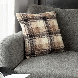 Наволочка декоративная 45х45см DE'NASTIA клетка на молнии бежевый/черный букле полиэстер 000000000001226976
