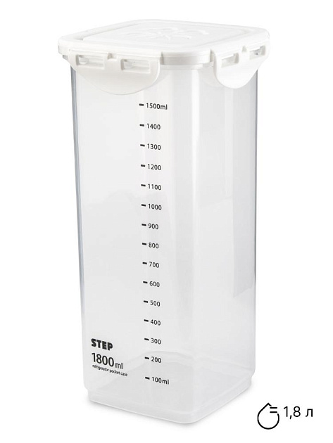 Контейнер для корма для животных 1,8л с клипсами с мерной шкалой полипропилен 000000000001229132