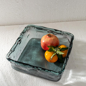 Ваза декоративная 2,7л 22x22x8см DE'NASTIA Египет квадрат светло-серый стекло 000000000001220905