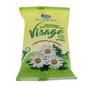 САЛФЕТКИ влажные VISAGE освежающие с ароматом ромашки 15 штук 075272 000000000001199166