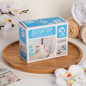 Дозатор для моющего средства 250мл ДОЛЯНА Нежность с губкой керамика 000000000001211473