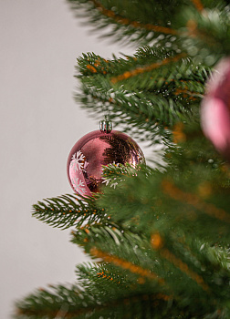 Набор новогодних шаров 6шт 8см Снежинка розовая роза пластик 000000000001208644