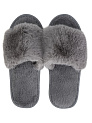 Тапочки домашние 38-39 женские меховые открытые серый полиэстер/ПВХ 000000000001228873