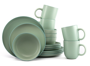 Набор столовой посуды 16 предметов Lactic (обеденная 26,5см-4шт/десертная 20см-4шт/салатник 15см-4шт/кружка 470мл-4шт) керамика 000000000001217932