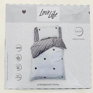 Комплект постельного белья 1,5-спальный LoveLife Городской стиль пододеяльник143х215см простыня150х214см наволочка50х70см-1шт 125гр сатин 100%хлопок 000000000001206715