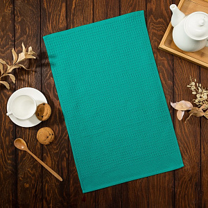 Полотенце "Доляна" зелёный 35х60см, 100% хлопок, крупная вафля, пл.220г/м2 4576492 000000000001200149