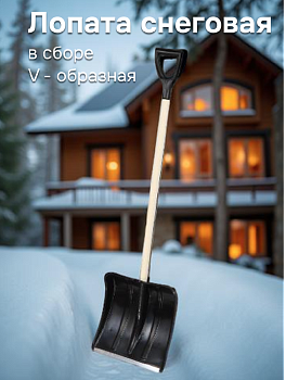 Лопата снеговая "Снежок" в сборе с дер чер и V-обр ручкой  2182 000000000001097195