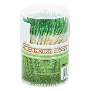 Зубочистки 300шт ЕВРОХАУС с ментолом пластиковая банка бамбук 000000000001216838