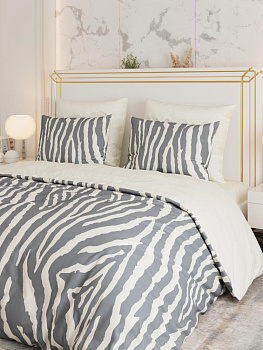 Комплект постельного белья 1,5сп LUCKY (пододеяльник 145х215см, простыня 150х220см, наволочка 50х70см-1шт) Зебра сатин хлопок 000000000001225217