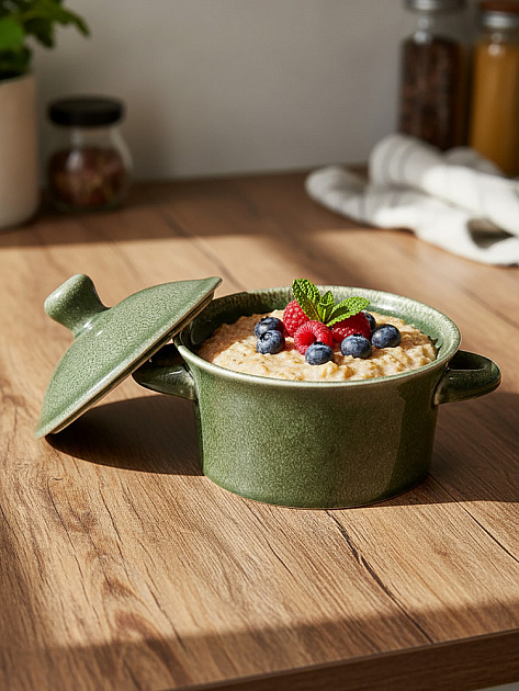 Бульонница с крышкой 290мл DE'NASTIA керамика зеленый керамика 000000000001231324