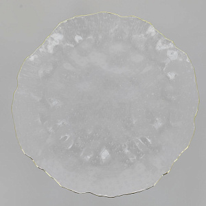 Тарелка D26,5cм 620мл LUCKY большая прозрачная с золотой каймой стекло 000000000001208553