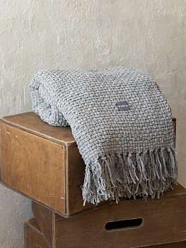 Плед 150x200см DE'NASTIA плетеный серый хлопок/шенилл 000000000001230285