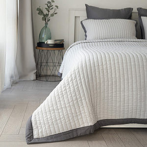 Покрывало 120х205см DE'NASTIA Structure строчка серый полиэстер 000000000001224729