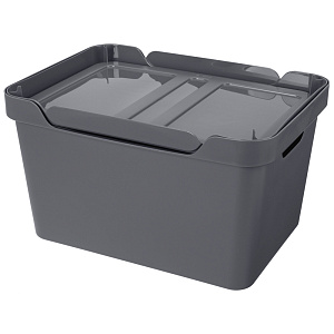 Ящик 38х27,6х22см 18л ECONOVA LUXE универсальный с крышкой серый пластик 000000000001206129