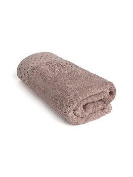 Полотенце махровое LUCKY Бордюр горошек 500gsm 70x140 100% хлопок, светло-коричневый D100308 000000000001221615