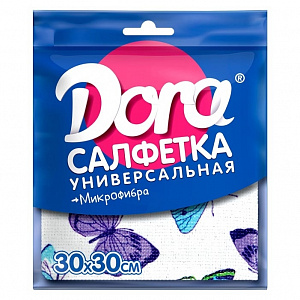 Салфетка Dora с цветным рисунком универсальная  30х30см влаговпитывающая, микрофибра, артикул 2001-027 000000000001203034