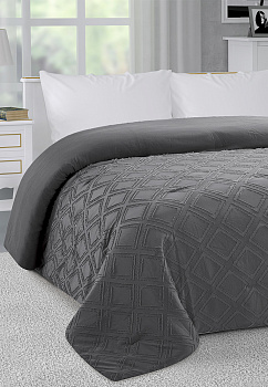 Покрывало 200x240см LUCKY РОМБЫ 3слоя темно-серое 100% полиэстер 000000000001210110