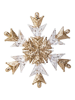 Декоративное украшение Снежинка на елку 12см золото пластик 000000000001228103