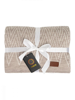 Плед двухсторонный 140x180см DE'NASTIA Зиг-заг молочный/бежевый акрил 000000000001218618