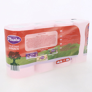 Бумага туалетеная 8шт 18м PLUSHE Classic Клубника 2х слойная розовый 000000000001215215