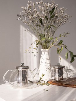 Чайник заварочный 1л LUCKY с металлическим ситичком стекло 000000000001212879