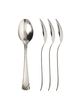 Набор столовых приборов 16 предметов (ложка чайная, ложка столовая, вилка столовая, вилка десертная) DE'NASTIA Престиж нержавеющая сталь 000000000001221859