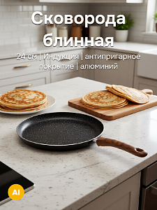 Сковорода блинная 24см LUCKY GRANITE индукция антипригарное покрытие алюминий 000000000001219975