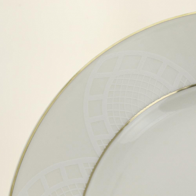 Тарелка обеденная D27см DE'NASTIA KALIPSO белая с золотой каймой фарфор 000000000001209952