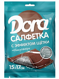 Салфетка трехслойная Dora с эффектом щетки 17х15см микрофибра, поролон нейлон, артикул 2001-010 000000000001203026