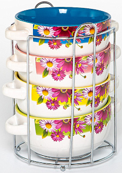 Набор салатников 4шт 520мл ELRINGTON Калейдоскоп ромашка керамика 000000000001205644