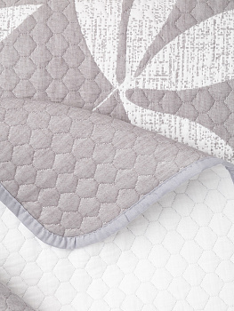 Покрывало 260x240см DE'NASTIA листья 3слоя серое жаккард 55%хлопок 45%полиэстер 000000000001207689