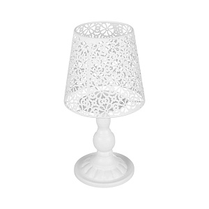 Подсвечник лампа 22см белый ажур металл 000000000001219467