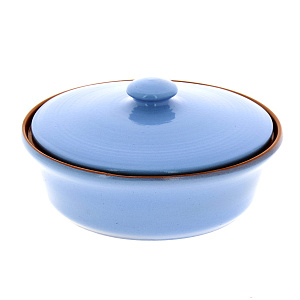 Салатник 500мл ПОСУДА ЦЕНТР с крышкой голубой керамика 4182 000000000001182194