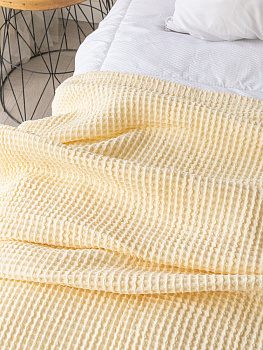 Покрывало 200x220см DE'NASTIA вафельное молочный хлопок 000000000001228487