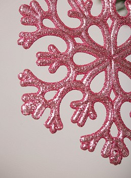 Украшение декоративное Снежинка 11,5х11,5см розовый пластик 000000000001208279