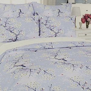 Комплект постельного белья семейный LUCKY Весенний сад 2наволочки70х70см 2пододеяльника215х145см 1простыня220х240см голубой поплин 100%хлопок 000000000001206537