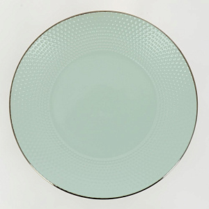 Тарелка обеденная 27,1см LUCKY Тточки металлическая кайма мятный керамика 000000000001211240