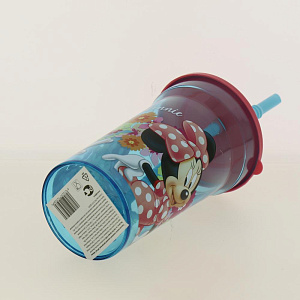 Стакан пластиковый 460мл с соломинкой и крышкой прозрачный Минни Маус Цветы Stor 265197/14508 000000000001193184