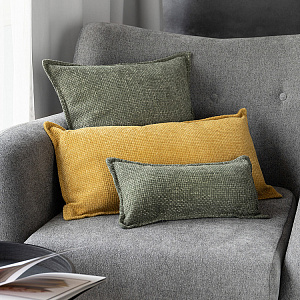 Подушка декоративная 20х40см DE'NASTIA на молнии зеленый шенилл меланж полиэстер 000000000001226970