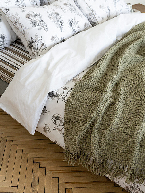 Плед 150x200см DE'NASTIA плетеный зеленый хлопок/шенилл 000000000001230286