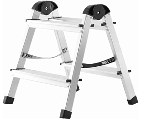 Стремянка двухсторонняя 2-х ступенчатая 16х37х50см PERILLA алюминий 000000000001205959