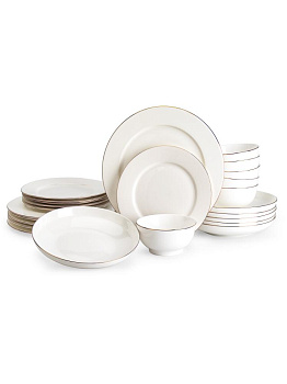 Набор столовой посуды 24 предмета (салатник 12см 300мл-6шт/обеденная 26см-6шт/десертная 20см-6шт/суповая 20см-6шт) фарфор 000000000001228626