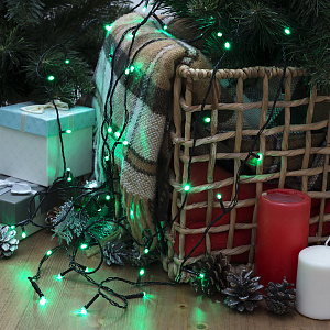 Гирлянда-Нить 5м 50LED LUAZON LIGHTING IP20 8 режимов 220В тёмная нить свечение зелёное 000000000001207993