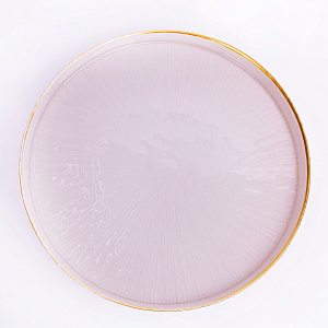 Блюдо на ножке 28см GLASSCOM золотая кайма lilak стекло 000000000001213181