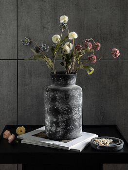 Ваза декоративная 14,7x14,7x24,7см DE'NASTIA Египет Loft цемент чёрный стекло 000000000001225013