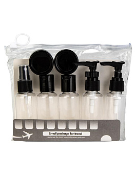 Набор флаконов дорожный 7шт 10мл/50мл черный пластик 000000000001226589