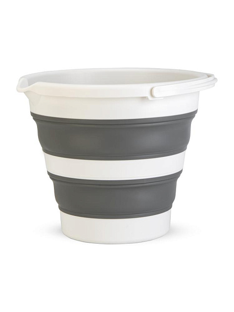 Ведро 10л складной бело-серый полипропилен/силикон 000000000001227337