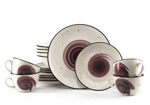 Набор столовой посуды 16 предметов TULU PORSELEN Galaxy milky/bordeaux фарфор 000000000001216218