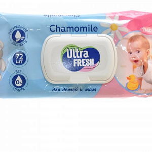 Влажные салфетки 72шт ULTRA FRESH Baby для детей и мам с клапаном 000000000001216717