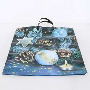 Пакет с пластиковой ручкой 40х44см 100мкм ИНТЕРПАК Золотые шишки полиэтилен 000000000001215329